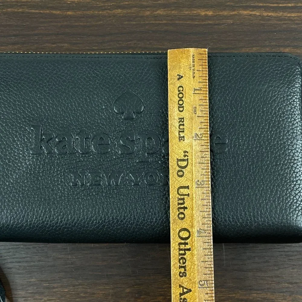 Kate Spade Wallet 7.5x4 Black Leather Zippered Card Holder Change Pouch - Picture 5 of 11